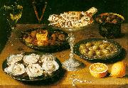 Osias Beert Still Life with Oysters and Pastries Sweden oil painting artist